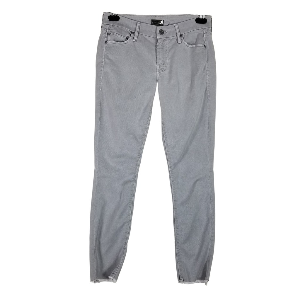 Mother Skinny Jeans Women 26 Grey Raw Hem Lyocell Blend Stretch Denim